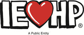 Logo for IEHP, featuring the company's name with a heart symbol, stylized in bold black font.